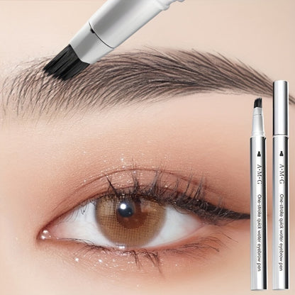 Eyebrow Pencil & Hairline Pen with Dense Brush - Waterproof Sweat-Proof Long-Lasting, 2-in-1 Natural Brow & Hairline Definition, Hair-Stroke Finish, Black Tea Grayish-Brown Chestnut Brown