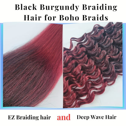 Braiding Hair Pre-Stretched 6 Packs 26 & 32 Inch Deep Curly Crochet Hair Synthetic Ombre Extensions for Box Braids Twist Braids Knotless Braids Passion Twists