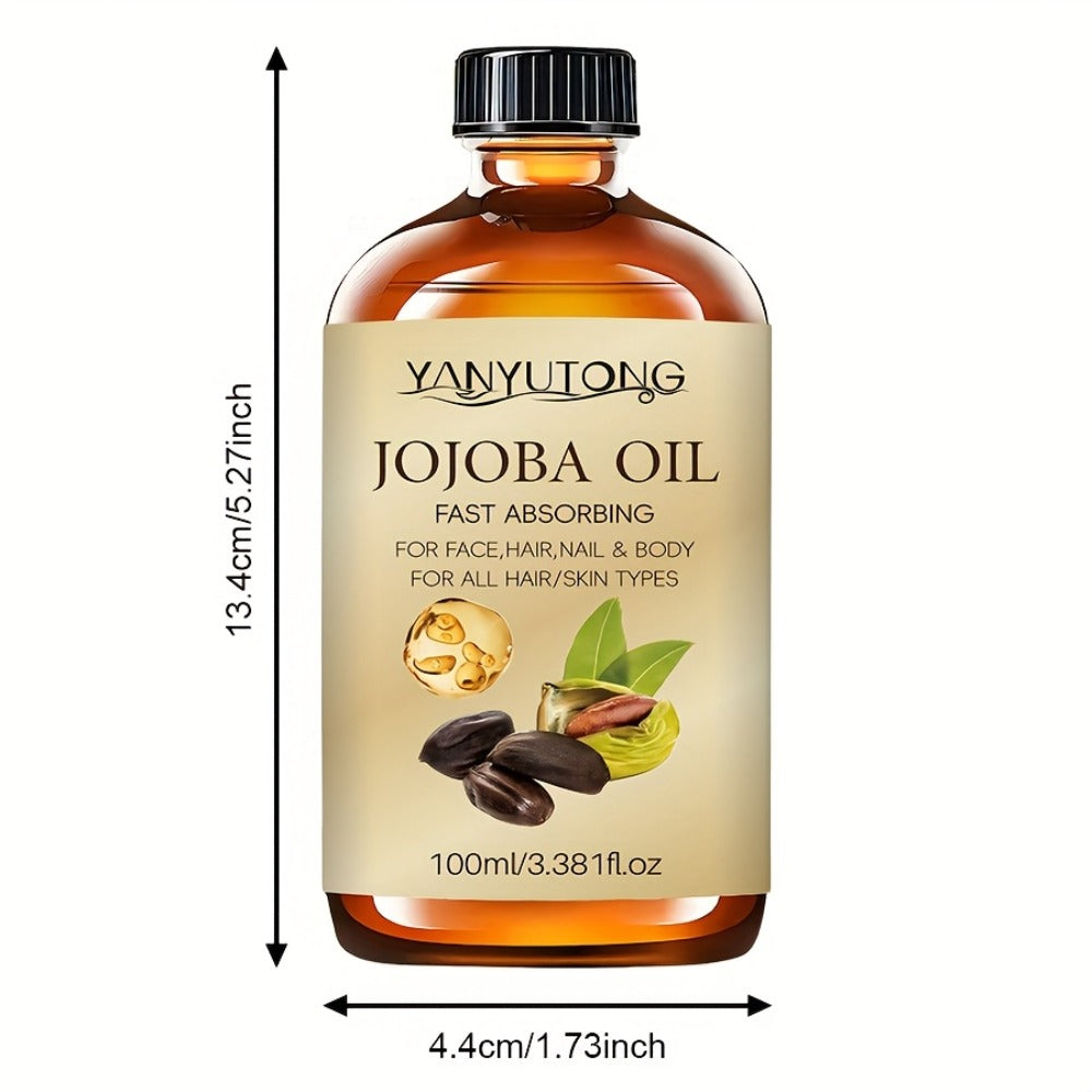 Two Bottles of Natural Jojoba Body Fragrance Massage Oil for Hair Care, Massage, Showering, And Application to Face, Body, Nails, Hair, And Eyelashes. A Perfect Holiday Gift Guide And a Comfortable Gift Choice