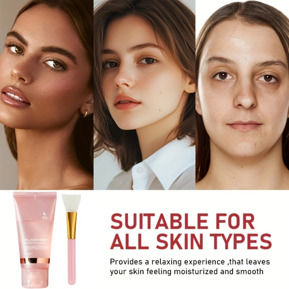 3 Boxes Instant Lifting & Firming Collagen Intensive Moisturizing Sleeping -Off Mask 75g, Enriched with Niacinamide, Collagen, Hyaluronic Acid, And Other Ingredients. The Gel Texture Is Easily Absorbed, Providing Deep Hydration And Moisture.