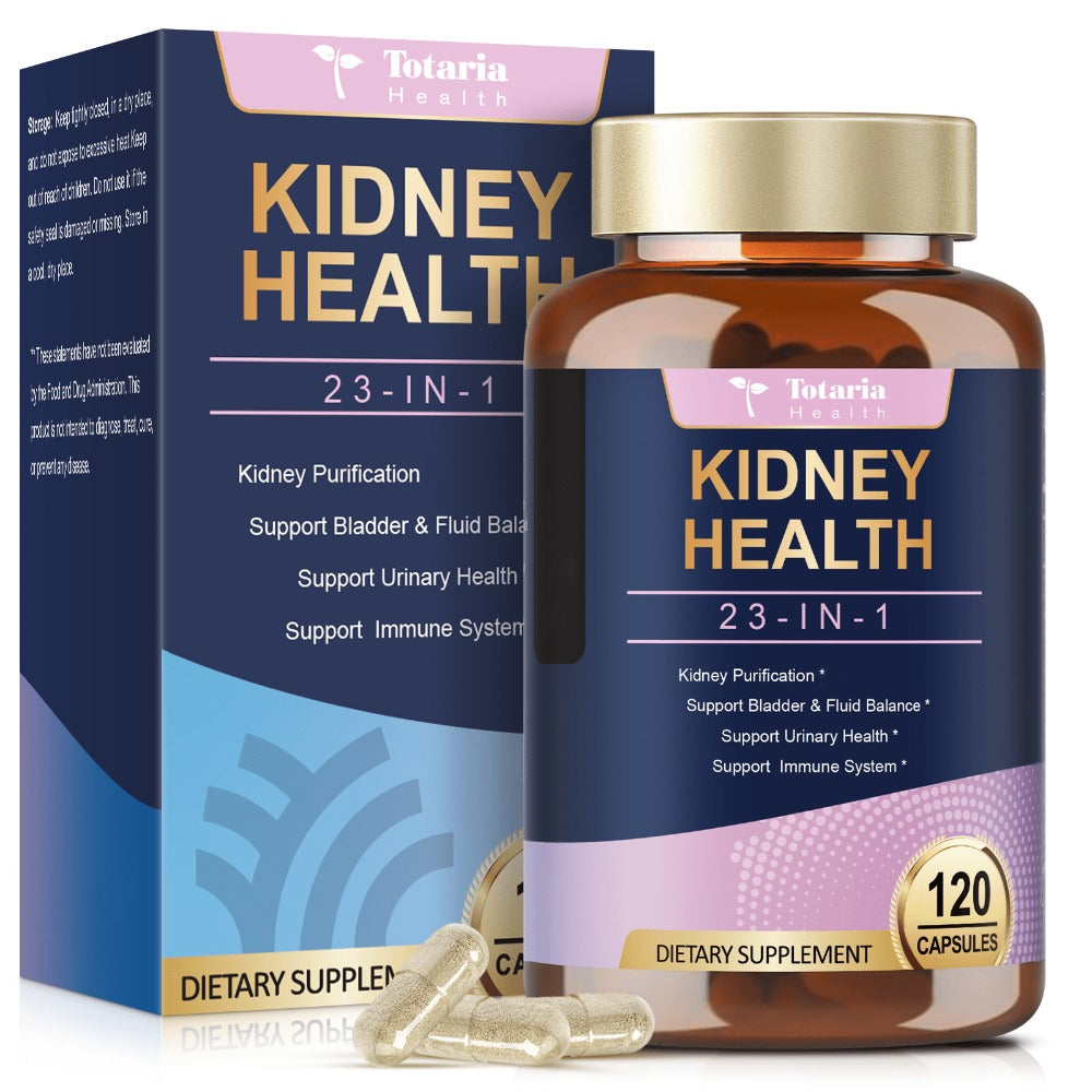 Kidney Support Capsules 120 Counts, 23 IN 1 Kidney Support Supplement Extra Strength with Chanca Piedra, Cranberry Supports Liver & Kidney Function Bladder Health