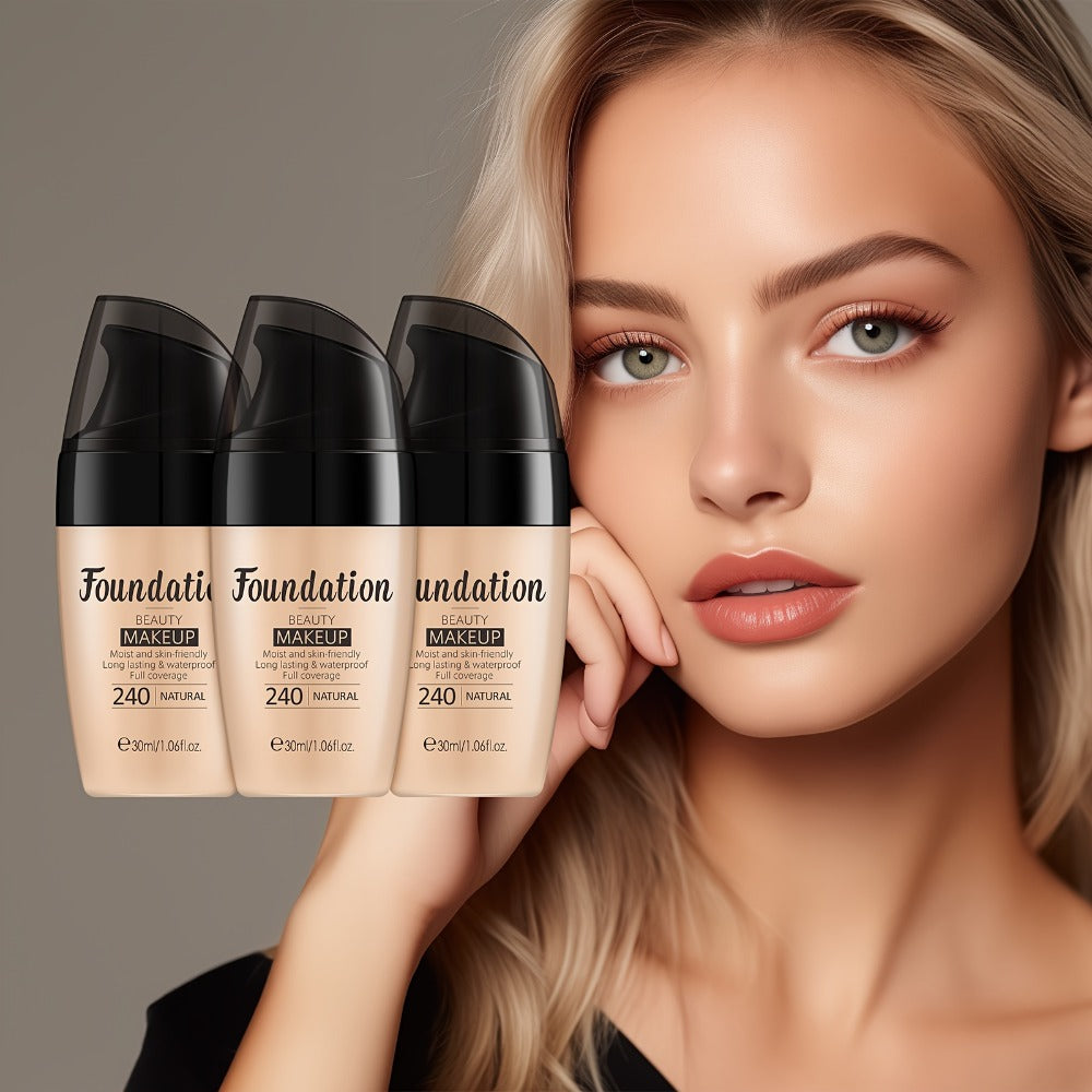 3/ 5PCS Moisturizing Liquid Foundation 30ml - Long Wearing Full Coverage Waterproof Flawless Skin Friendly Makeup Cream For Unisex Users