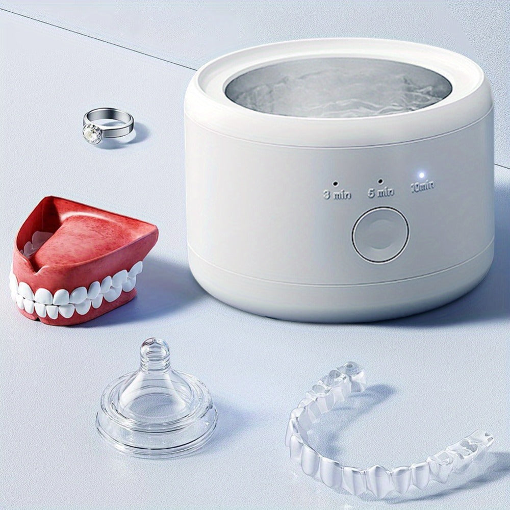 Denture Cleaning Machine One-Touch Operation Automatic Cleaning Device 3 Speeds Timing for Cleaning Jewelry Glasses