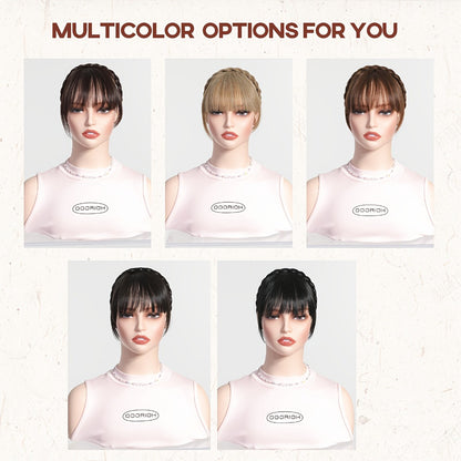 Headband Hair Extension with Bangs Synthetic — Women's Clip-On Fringe, 4 Colors: Black, Reddish Brown, Light Brown, Khaki, 4 Inch, Cosplay, Halloween & Party
