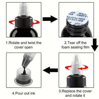 Tattoo Ink Set 14 Colors — Premium Long-Lasting Fragrance-Free Body Art Inks, 1oz Each Bottle, Safe for Skin, Vibrant Color Pigments for Artists & Beginners