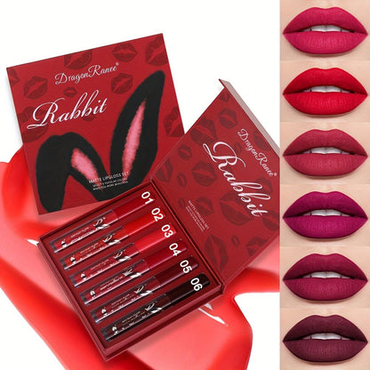 Lip Glaze Set 6 Pcs Red - Long-Lasting Non-Transfer Squalane Formula, Moisturizing Lip Tint for Beginners & Beauty Lovers, Vibrant Red Lip Color Gift Set