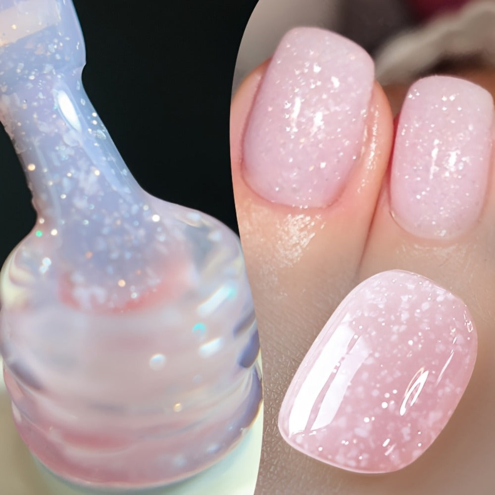 BORN PRETTY 2pcs 0.34oz Snow Glitter Jelly Gel Polish Whte Pink Nail Supplies Vernis Semi Permanent Nail Art Manicure Soak Off LED Gel Nail Varnishes,  Shimmering Nails, Professional Manicure, Longlasting Gel, Uv Gel Varnish, Salon Professionals