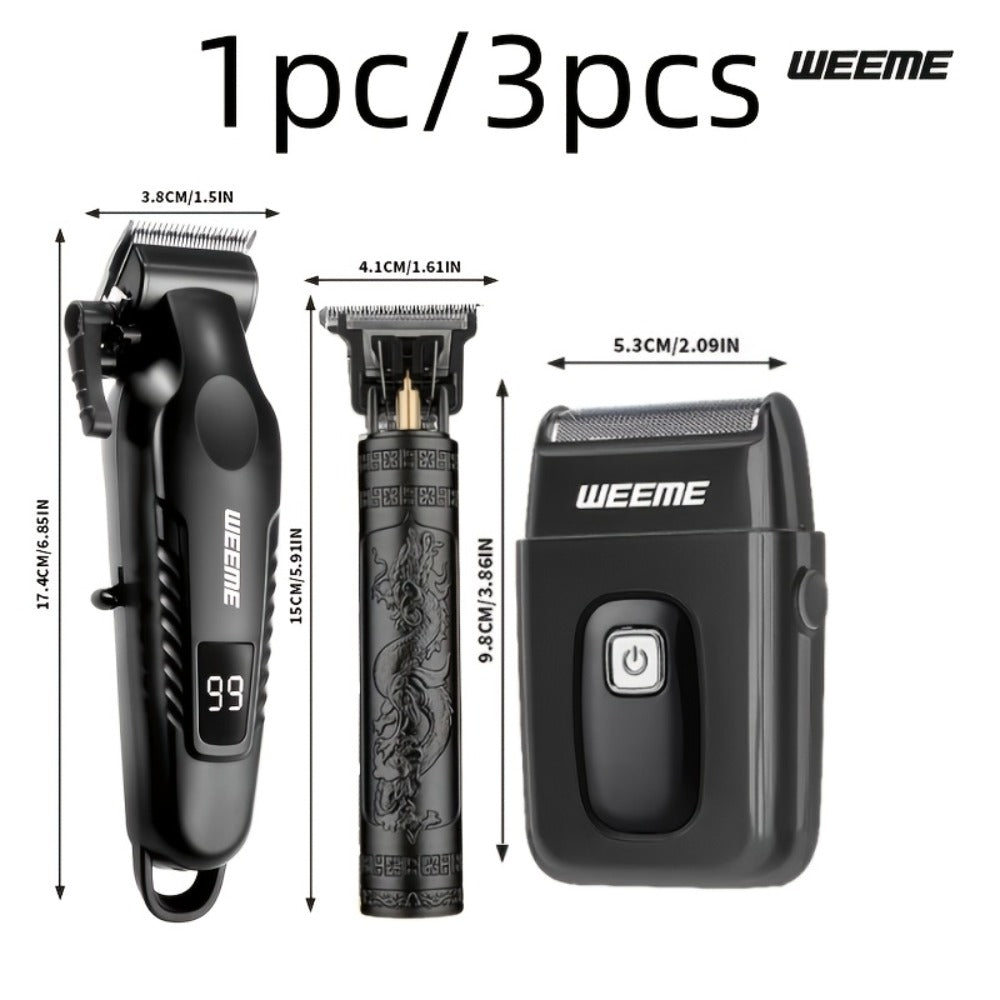 1pc/3pcs WEEME 3-In-1 USB Rechargeable Men'S Grooming Kit - Hair Clippers, Trimmer, And Shaver Set - ABS Plastic, Lithium Battery, Ideal Gift for Boyfriend Or Father