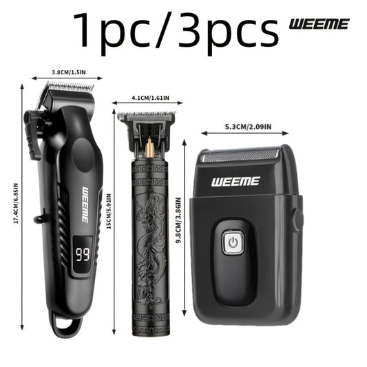 1pc/3pcs WEEME 3-In-1 USB Rechargeable Men'S Grooming Kit - Hair Clippers, Trimmer, And Shaver Set - ABS Plastic, Lithium Battery, Ideal Gift for Boyfriend Or Father