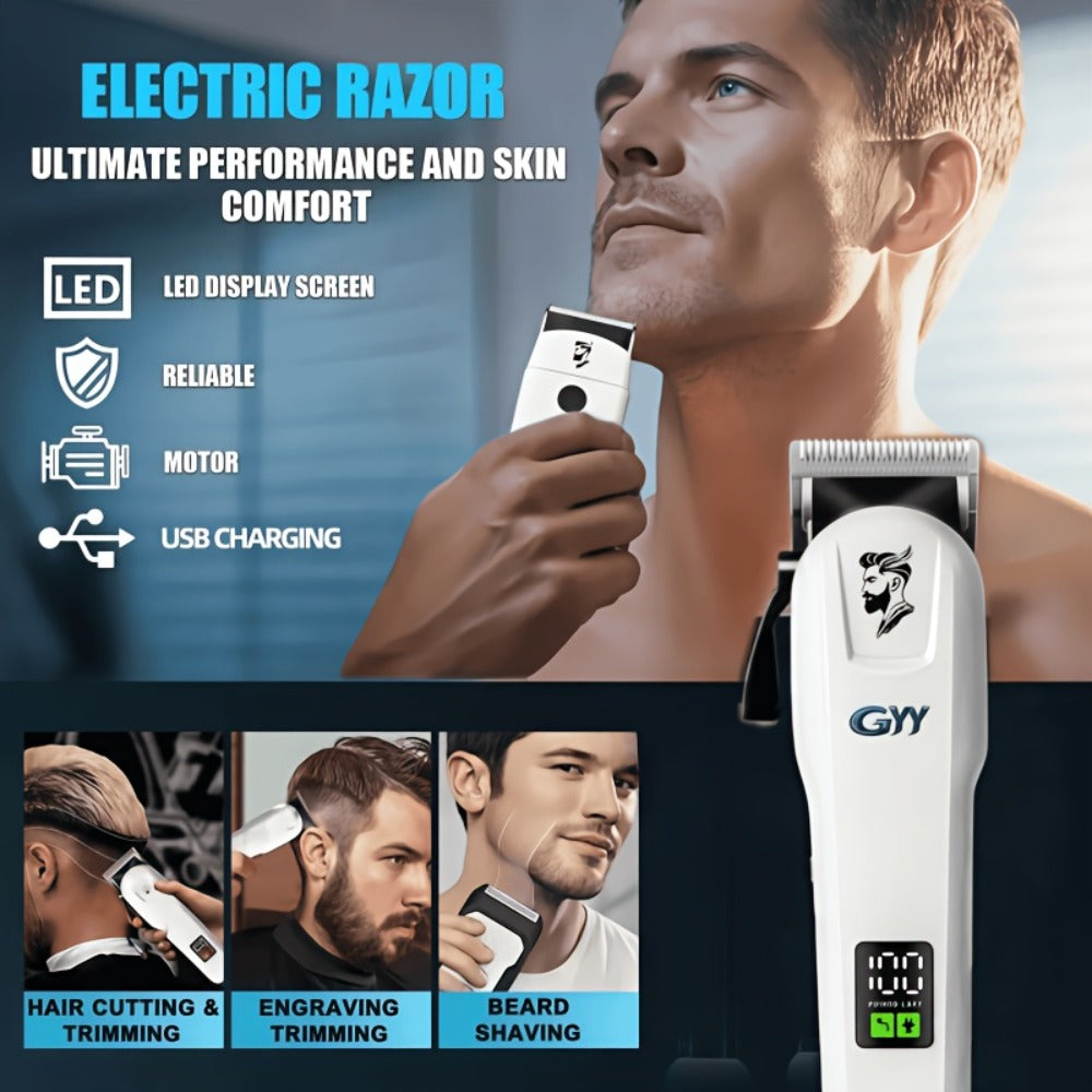 1PCProfessional Hair Clipper Kit for Home & Salon Use - Durable Stainless Steel Blade, Digital Display, USB Rechargeable - Perfect Gift for Father's Day, Valentine's, Birthday, Holidays & Friends