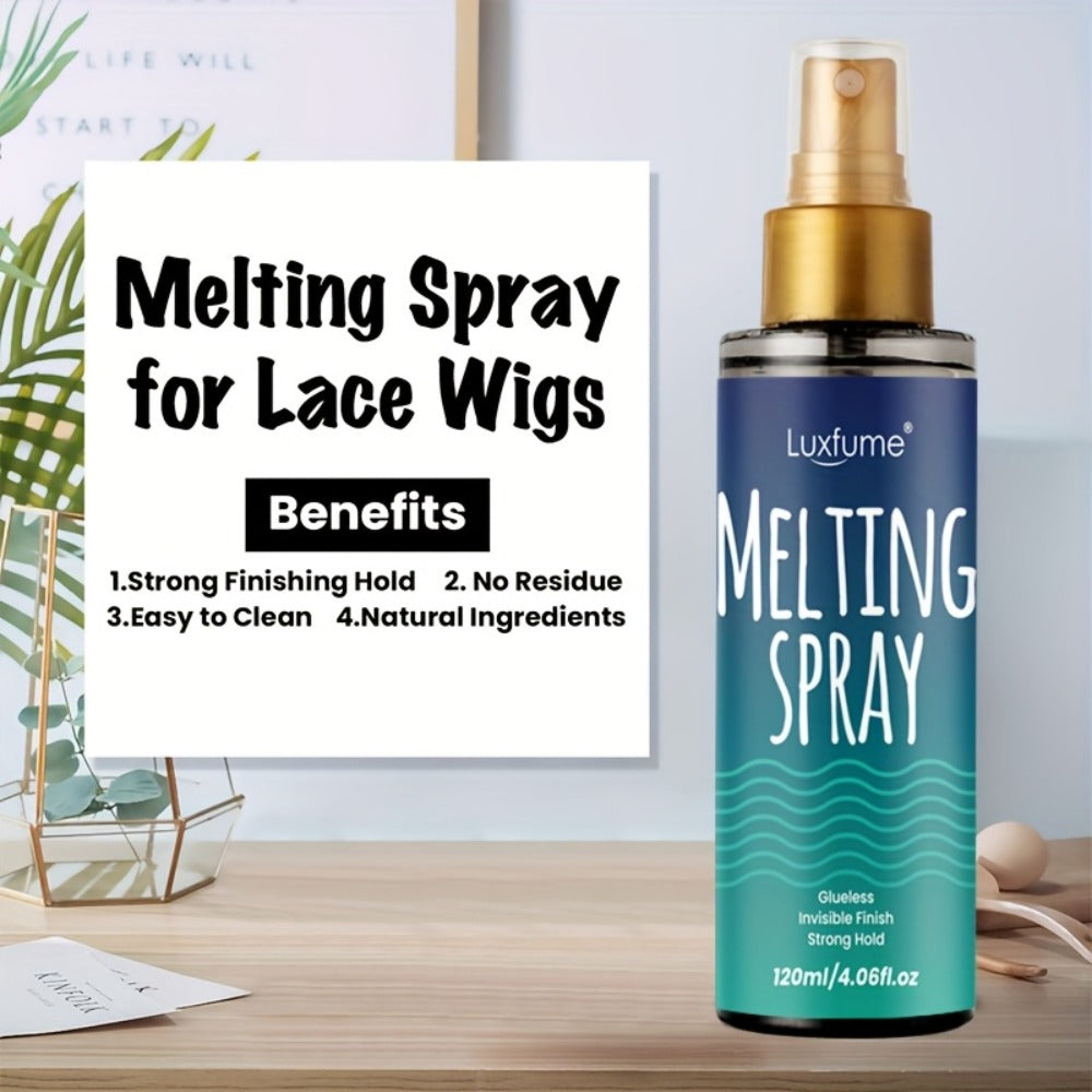 Lace Wig Melt Spray Strong Hold Quick Dry No Residue Invisible Glueless Wig Adhesive Hair Spray 4.06 Fl Oz Portable Easy Apply 1pc or 2pcs Value Pack