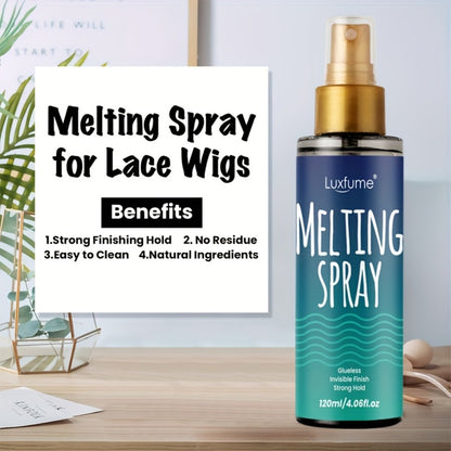 Lace Wig Melt Spray Strong Hold Quick Dry No Residue Invisible Glueless Wig Adhesive Hair Spray 4.06 Fl Oz Portable Easy Apply 1pc or 2pcs Value Pack