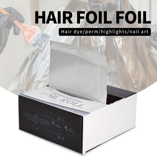 300pcs/Box Silvery Aluminum Foil Paper for Hair Highlighting, Hairdressing Supplies, Hair Coloring, Salon Use, Suitable for Hair Coloring, Perming, Nail Art, Highlighting, Simple, Practical and Convenient, Widely Used for Foil Perming, Highlighting