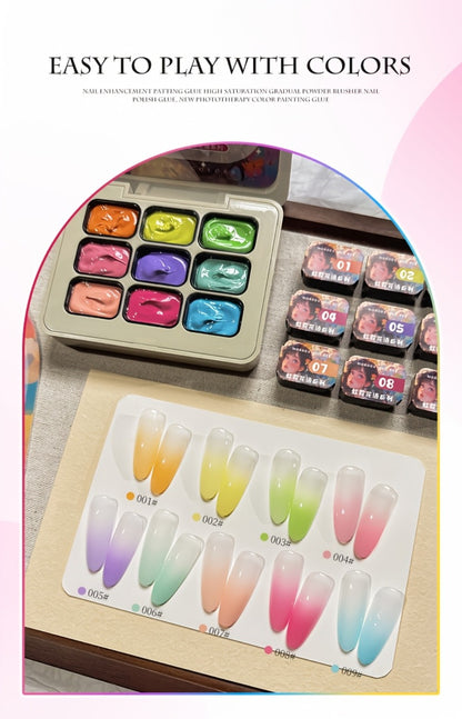 Gel Nail Polish Set 9 Colors | MORDDA Rainbow Mini Nine-Grid Kit — High Saturation, Long Lasting, No Alcohol, Gradient Nail Art Effect, Salon Quality Gift for Women