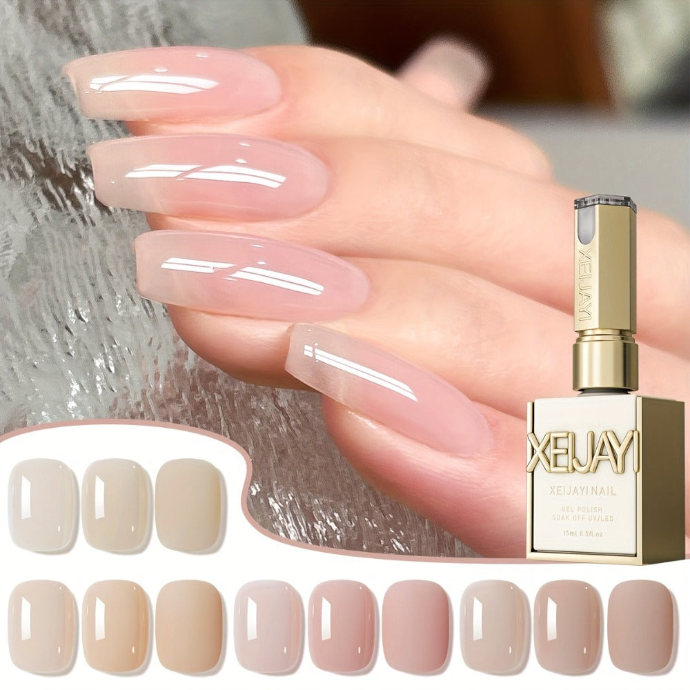 XEIJAYI Frame Bottle Nude Color 4pcs/set---Nail Gel New Arrival Nude Color Pink Nail Polish Gel 4pcs Set LED Gel High Saturation Long Lasting Firmness Does Not Damage Nails Home Salon Nail Salon Essential Salon Gel