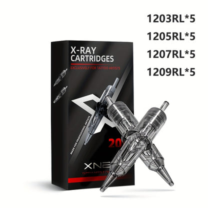 Tattoo Cartridge Needles Mixed Sizes Set — XNET X-RAY Round Liner Round Shader Curved Magnum, Safety Membrane, EO Gas Sterilized, 316L Stainless Steel, 20pcs/Box