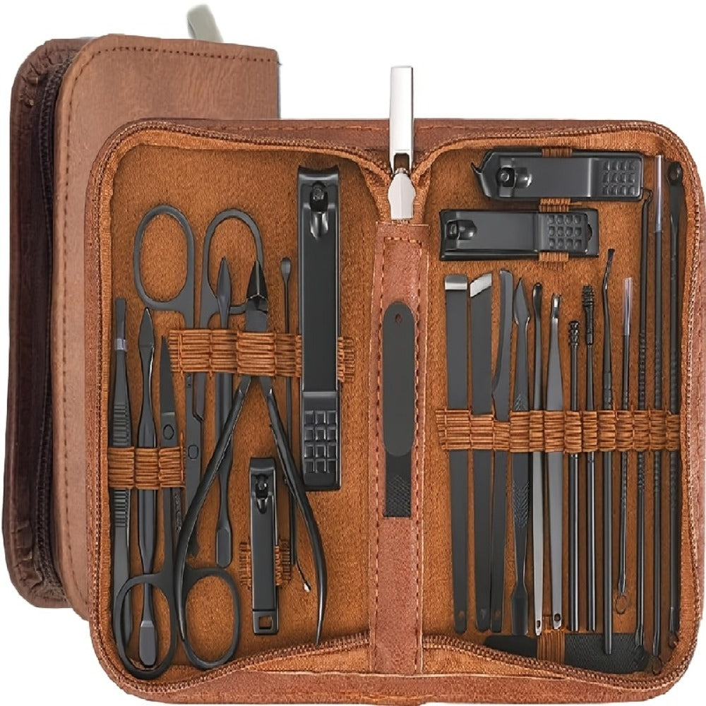 Portable 26pcs Travel Nail Kit, Manicure Set - Complete Stainless Steel Nail Clippers And Care Tools Set In Luxurious Travel Case
