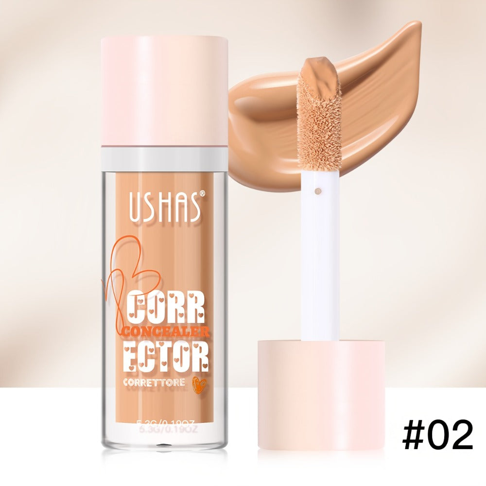 USHAS Liquid Concealer - 12 Shade Range, Full-Coverage Waterproof & Buildable Coverage, Self-Applying Applicator Brush Tip, Long-Lasting Non-Cakey Formula for Sensitive/Combination/Oily Beige - Instantly Cover Dark Circles,, Blemishes