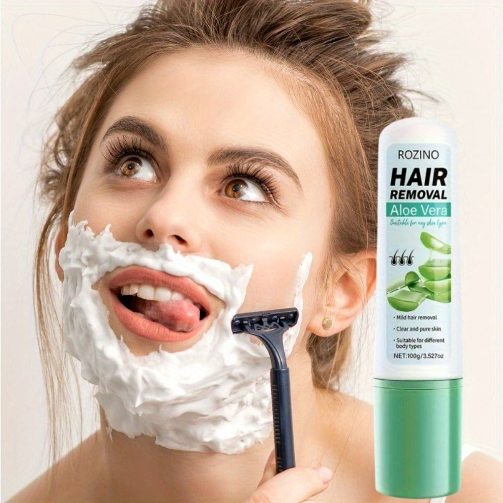 3.53 oz Of Aloe Vera Hair Removal Cream, Gentle And Non-irritating, Removes Hair Thoroughly And Quickly In 5 Minutes. Suitable for Lips, Armpits, Legs, Arms, Private Areas, Chest, And for Both Men And Women All Over The Body