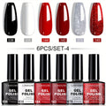 6pcs Long-Lasting Hypoallergenic Gel Nail Polish Set, Fall/Winter Glitter & Solid Colors Soak-Off Gel, for Christmas Gifting & Nail Lovers Self-Use, Toxin-Free Home DIY Nail Art Kit