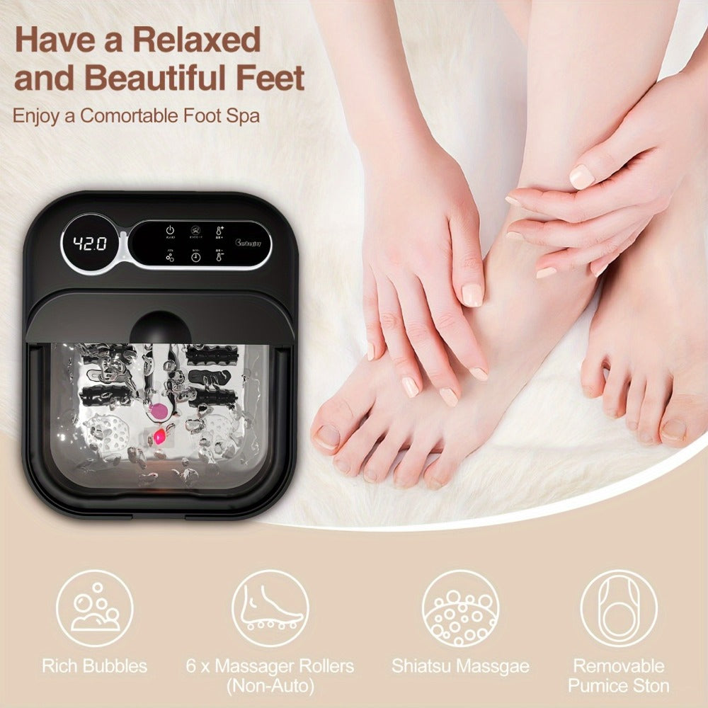 Collapsible Foot Spa And Massager With Heater And Temperature Control, Foot Bath Bowl With Bubbles, Six Massage Rollers, Vibration And Red Light, Foot Soak. Best Mothers Day Gifts