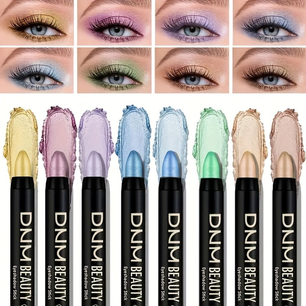 Eyeshadow Sticks & Gel Eyeliner Set 8/16PCS Shimmer Highly Pigmented Waterproof Smudge-Proof Multi-Use Eye Makeup Kit for Festival Party Colorful Looks