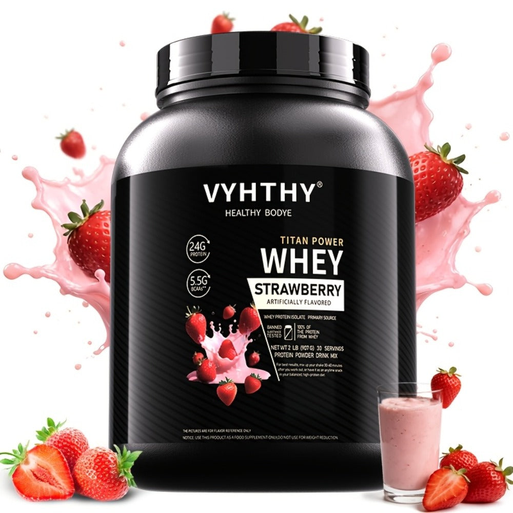 VYHTHY Whey Protein Powder, Premium Milk Protein Powder, Isolated And Hydrolyzed Blend, Suitable for Sports Nutrition And Daily Use, Contains Bcaas, Low in Carbohydrates, Available in Strawberry, Blueberry, Vanilla