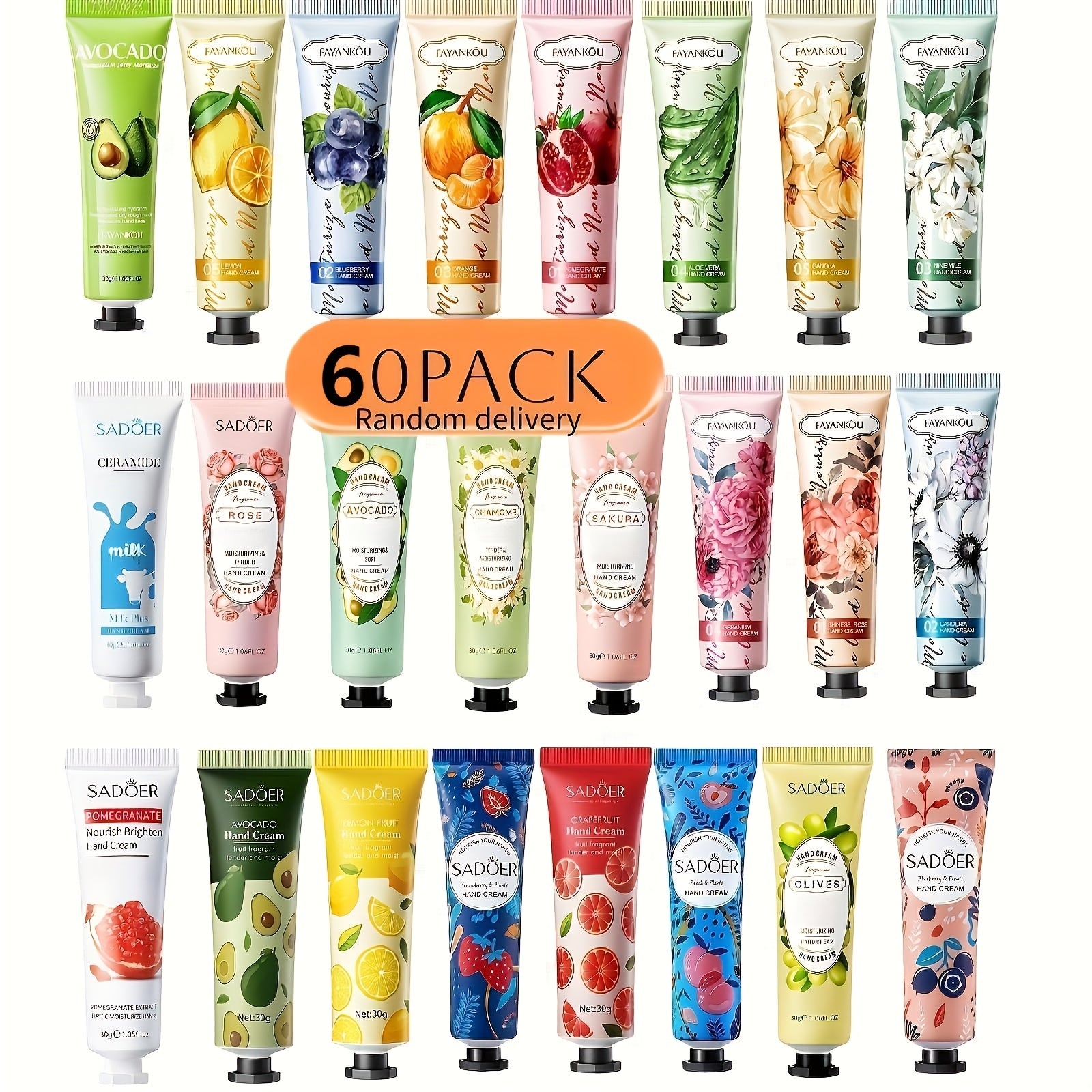 60 Pack Hand Cream Bulk Gifts, Graduation Gifts Teacher Gifts, Appreciation Gifts for Coworkers, Natural Plant Shea Butter Hand Cream for Dry Cracked Hands, Travel Size Hand Lotion Small Gifts for Women, Random Style