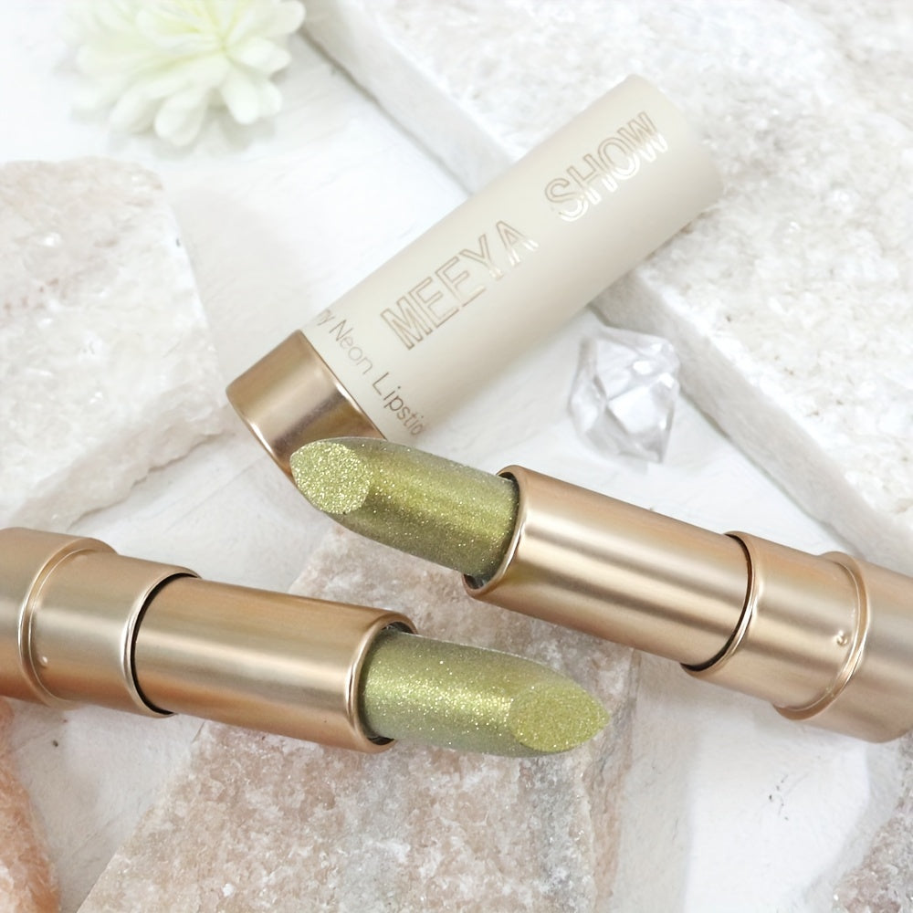 Shimmering Golden Brown Lip Color Adorned with Glitter And a Metallic End, Perfect for Party Cosplay