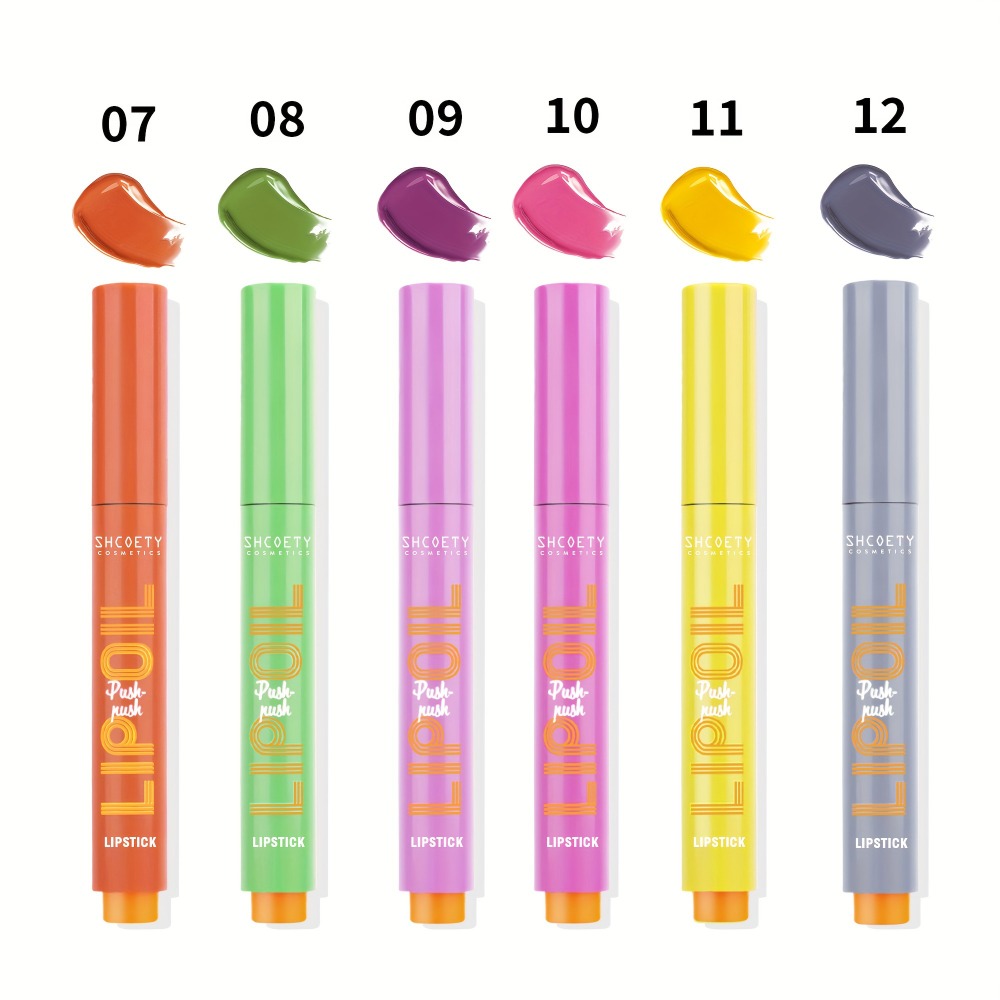 Lip Gloss Set 6 Pcs Neon Colors Moisturizing Press-On Lipstick Glossy Finish Long-Lasting Lip Makeup Gift Set for Women Valentine's Day