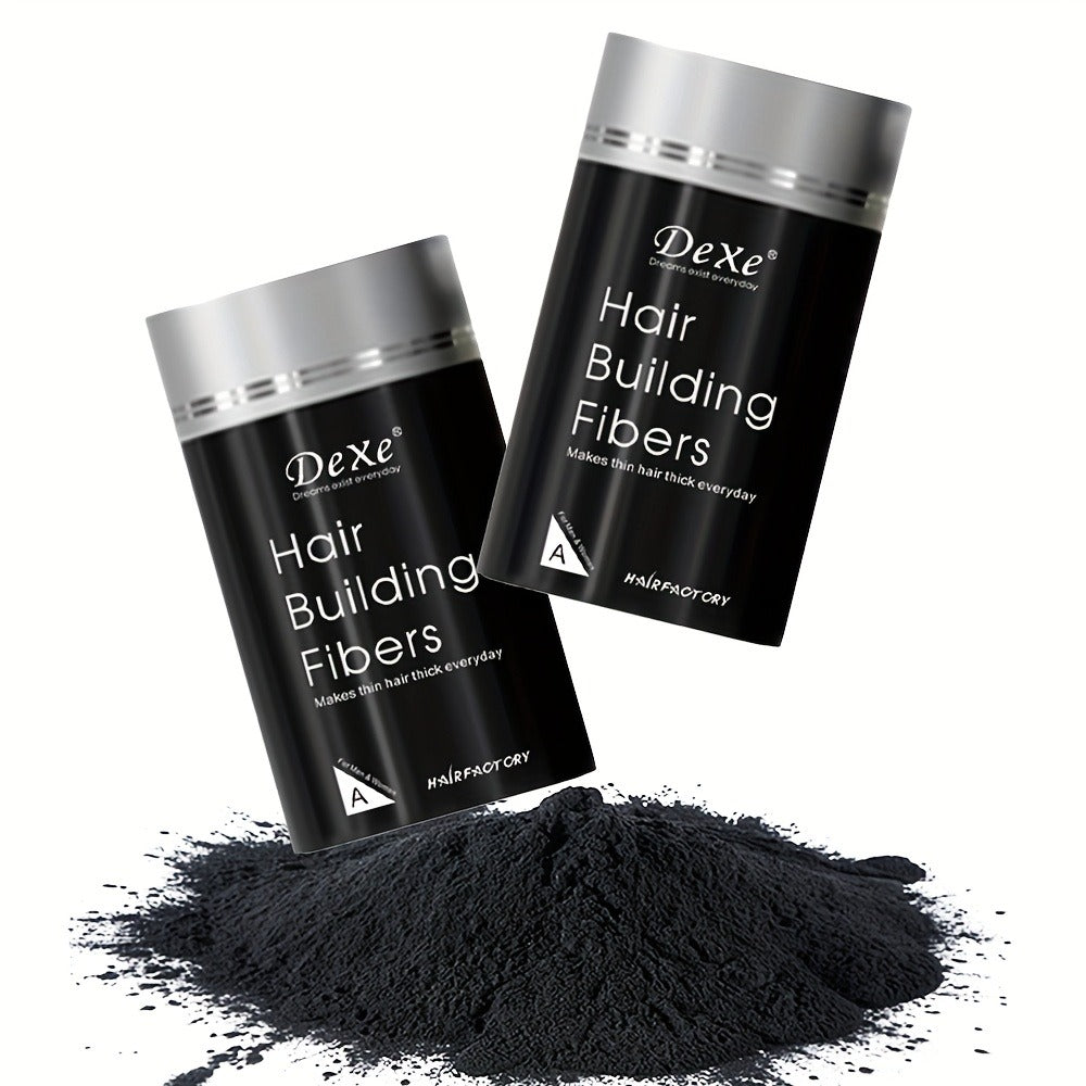 Hair Fiber Powder 2pcs DeXe 22g, Instant Hair Thickening Fibers, 1-Second Adhesion, Natural Fine Finish, Unisex for Men & Women, Travel & Business Ready — Black, Dark Brown