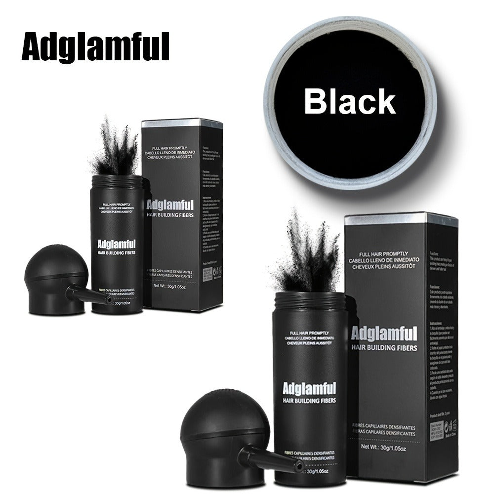 Hair Volumizing Fibers 2-in-1 Kit 30g x 2pcs - Adglamful Instant Volume for Sparse Hair, Fills Part Lines & Hairlines, Men & Women, Black & Dark Brown