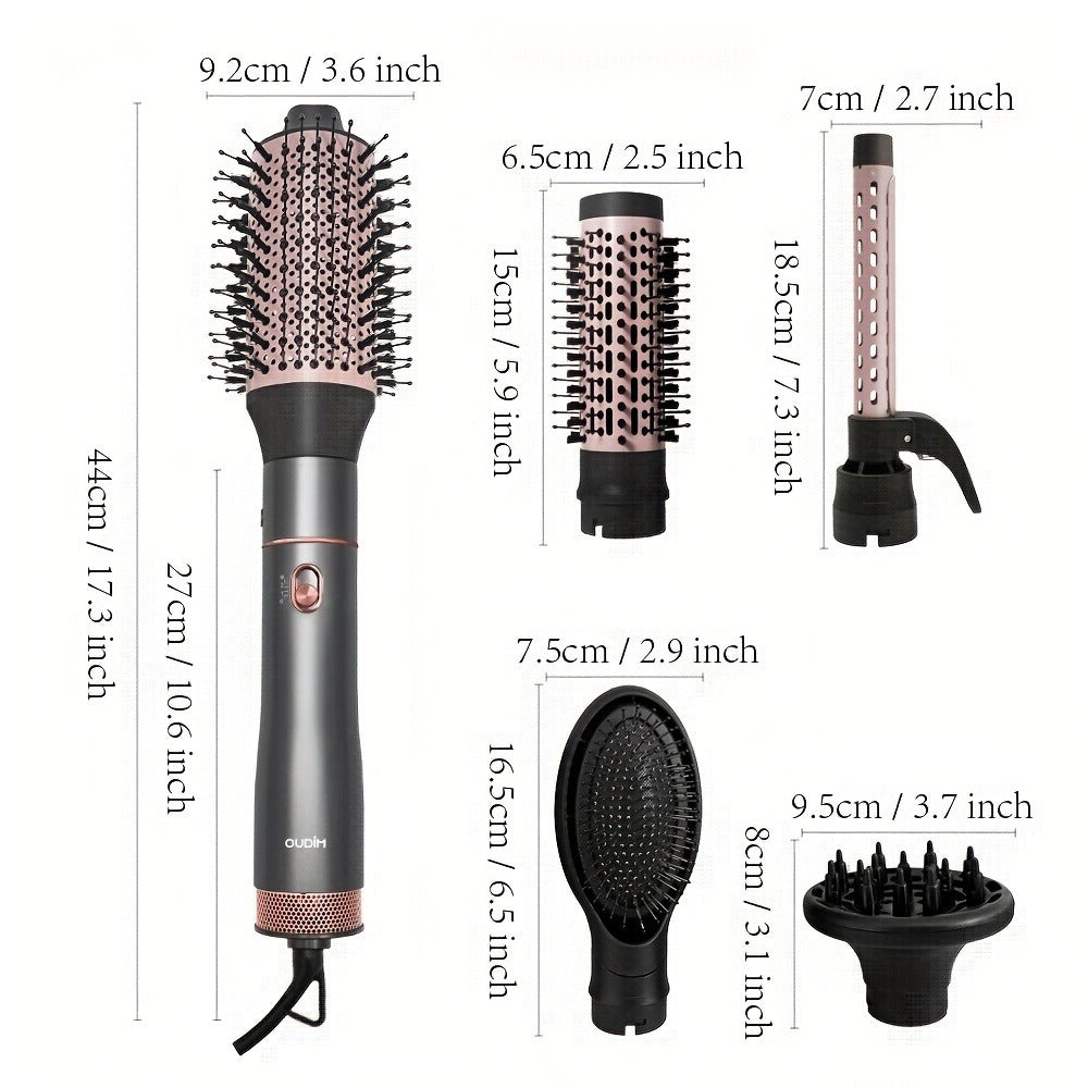Hot Air Comb For Women, Negative Ion, 5-in-1 Styling Comb Set, Hair Dryer, Massage Straightening Comb, Round Curling Iron And Brush, Oval Styling Comb, Interchangeable Head, Gifts For Mother'S Day, Girl Stuff, Wow Hair Products
