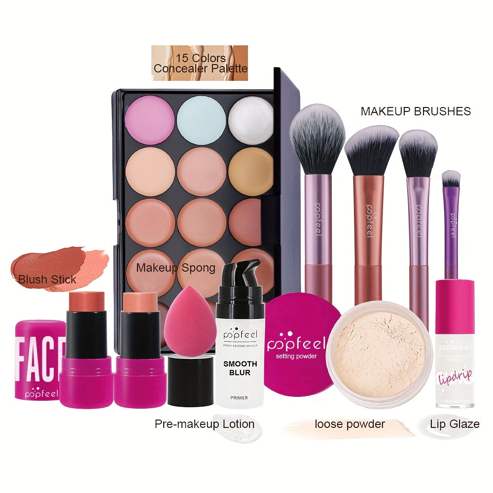 [Perfect Gift] Makeup Set Gift Box, Eye Shadow Palette, Blush And Foundation, Long-Lasting Waterproof And Non-Easy To Remove Makeup, Cosmetic Tool Set, Long-Lasting Beauty Solution, Outdoor Essential Cosmetic Gift Box, Perfect Gift