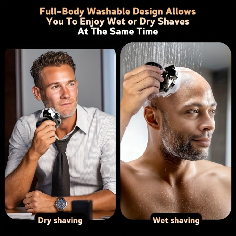 9D Upgraded Version, Men's Electric Shaver, IPX5 Waterproof Wet And Dry Double Shaving, LED Screen Display+USB-C Fast Charging, 9/7 Rotary Cutter for Bald Head, Nose Hair Trimming+Cleansing Massage Set
