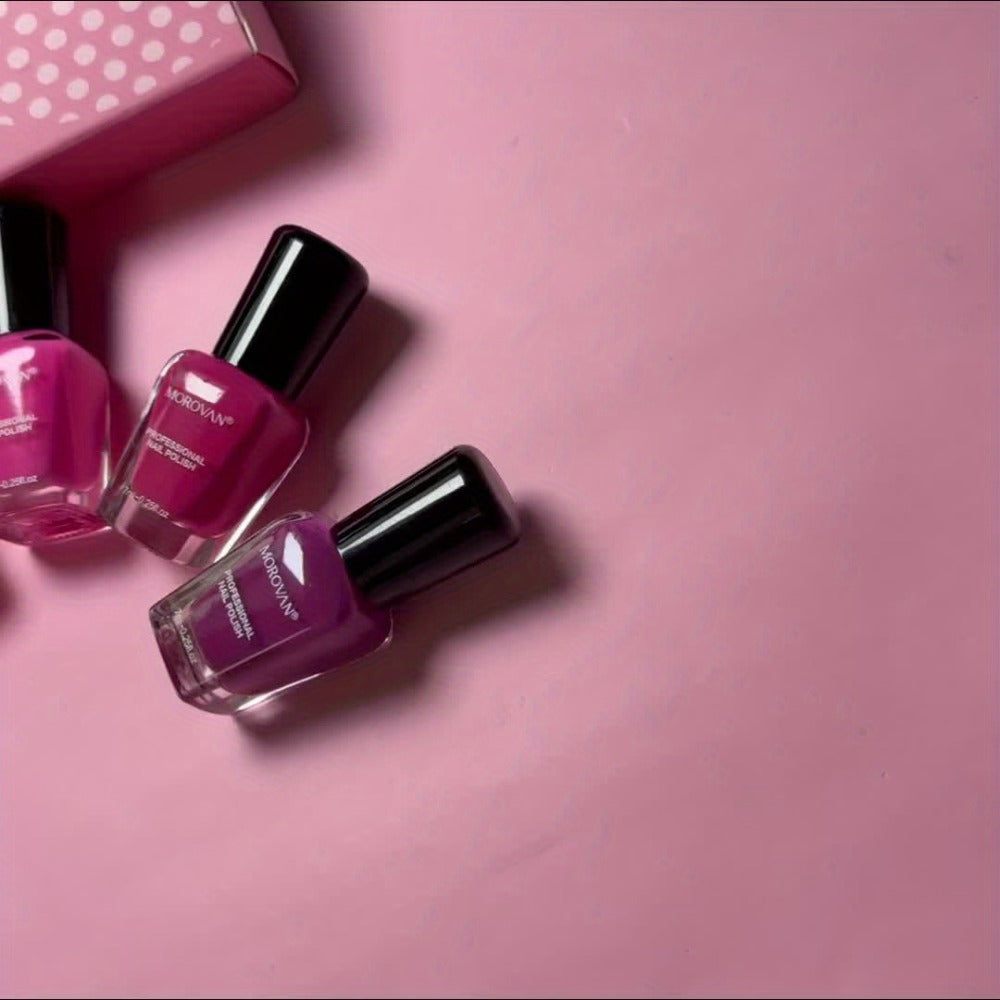 Nail Polish Set – 6pcs Quick Dry | No-Bake Durable Nail & Toenail Polish Kit for Women, Cherry Blossom Pink, Lilac Purple & Nude Pink Shades, Salon & DIY Nail Art