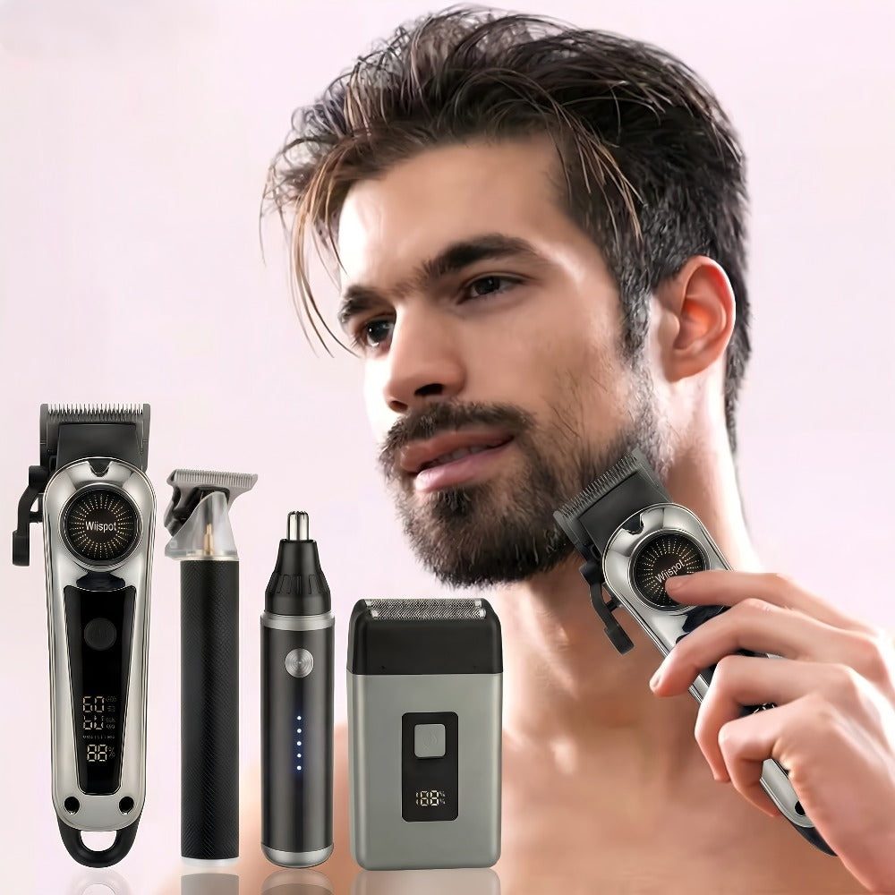 Men'S Hair Clipper And Beard Trimmer Set Men'S USB-Rechargeable Hair Clipper Features Battery Level Indicator, Ideal For Travel And Home Use, Includes 4 Comb Attachments Men'S Gift | Birthday Gift | Christmas Gift