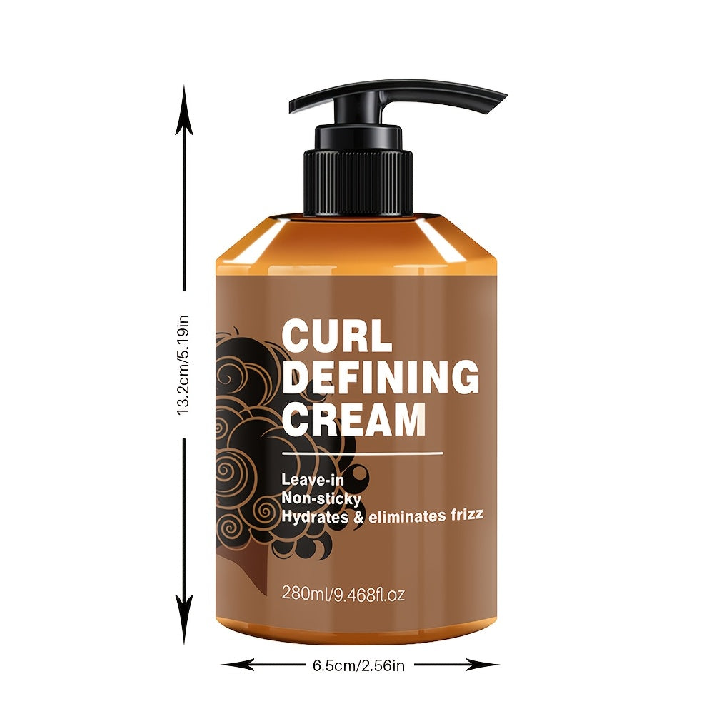 1 Bottle -Adult Curl Defining Cream, 9. 47oz - Moisturizing Hair Styling Paste with Argan Oil for Normal Hair, Long-Lasting Hold & Elasticity, Suitable for Wavy and Curly Textures, Frizz Control Haircare | Sleek Bottle Design | Non Sticky Formula