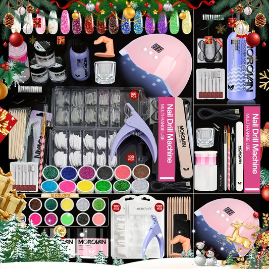 MOROVAN Acrylic Nail Kit with Drill And U V Light Full Nail Kit Set Professional Nail Starter Kit for Beginners Acrylic with Everything