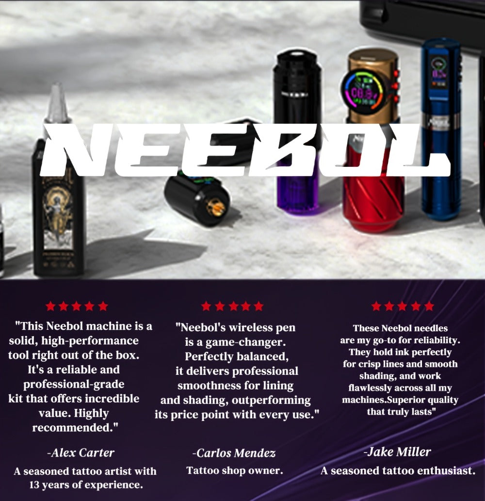 Neebol Tattoo Machine Kit Complete Set, Cordless Tattoo Pen with Screen Display, 6-8 Hours Battery, Wireless Rotary Tattoo Gun Set, 10/20 Tattoo Cartridge Needles, 7 Tattoo Inks, Full Tattoo Supplies for Beginners And Artists, Body Art Makeup Gift