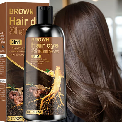 Natural Plant Extract Hair Coloring Shampoo 3.38oz | Deep Moisturizing Long-Lasting Color | Scalp-Safe Gray Coverage for Men & Women | Black Brown Chestnut