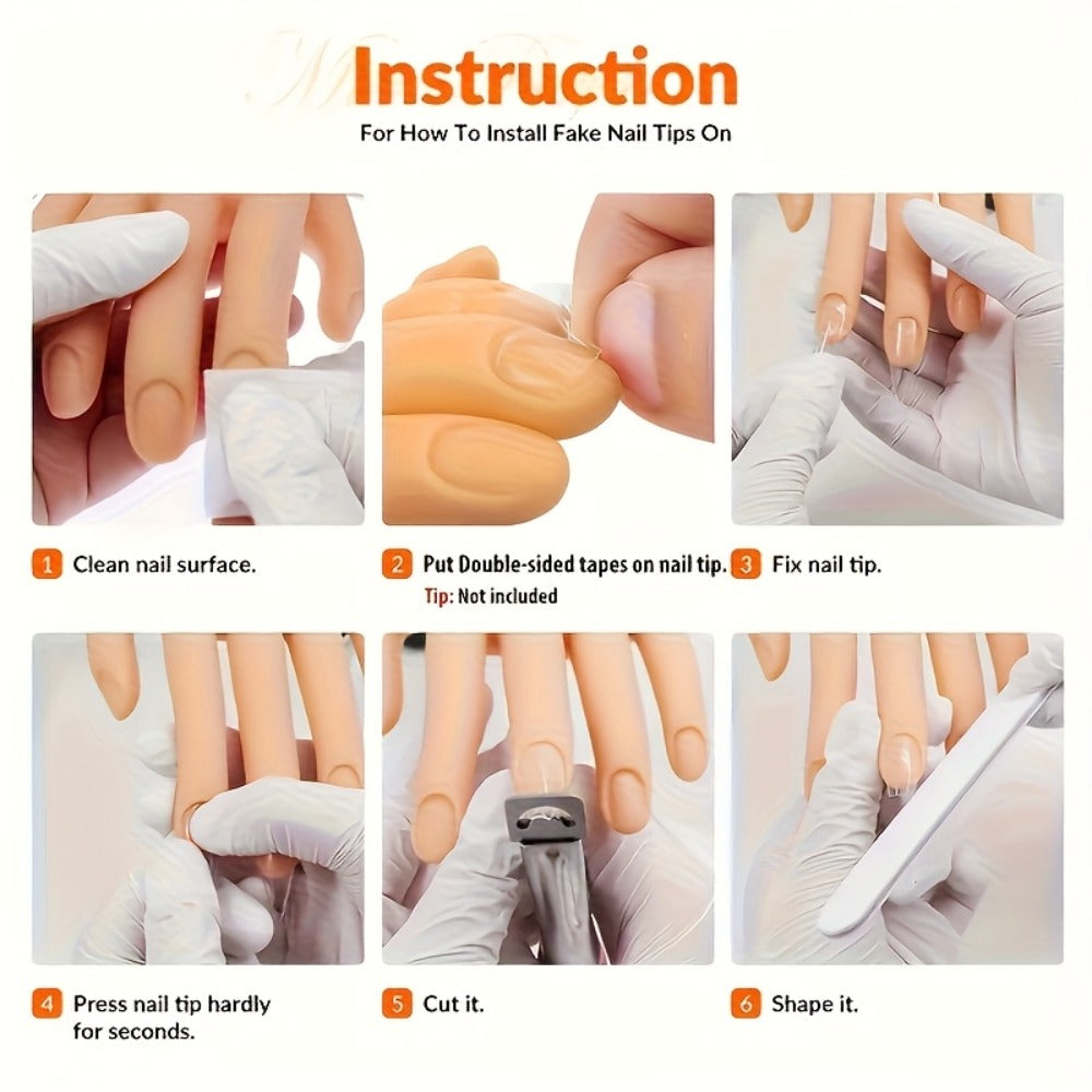 Nail Art Practice Hand Model with a Small Desktop Stand, Suitable for Beginners to Practice Nail Art, Training Practice Glove Set