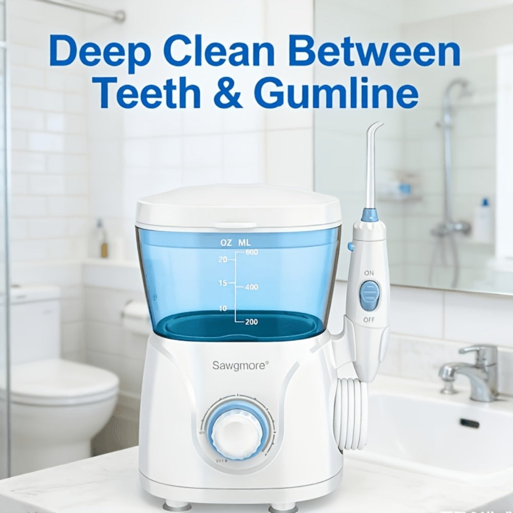 Water Flosser for Teeth and Braces Desktop Oral Irrigator 20oz Large Capacity 10 Adjustable Pressure Levels 8 Nozzles Professional Electric Teeth Cleaner for Family Adults Kids Gum Health Home Use