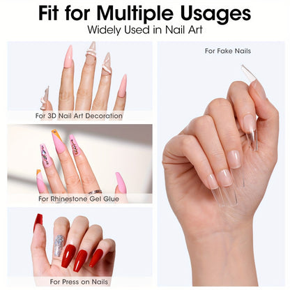Solid Gel Nail Glue Kit with Mini LED Lamp — 8g UV Cure Gel Glue 28+ Days Long-Lasting Bond for Press On Nails Acrylic Tips Rhinestones, Non-Toxic Natural Resin, Salon & Home Manicure Gift Set