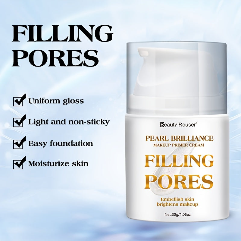 [Primer Cream 30g] BBeauty Rouser Brilliance Pore-Filling Oil Control Primer Cream with Vitamin E - Non-Greasy Moisturizing Formula, Brighten The Skin, Long-Lasting Shine & Flawless Makeup Finish, 30g, Gift