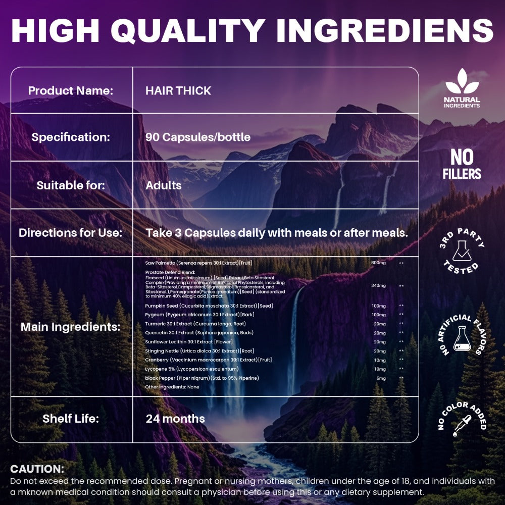 Hair Thick Supplements -Hair Density & Strength, Scalp Coverage & Hair Volume, Nourishes Thinning & Loss | Biotin, Collagen Peptide, Saw Palmetto, Vitamin C, D3, E & Hyaluronic Acid, Amino Acids Complex | Stomach-Friendly Formula, 90pcs