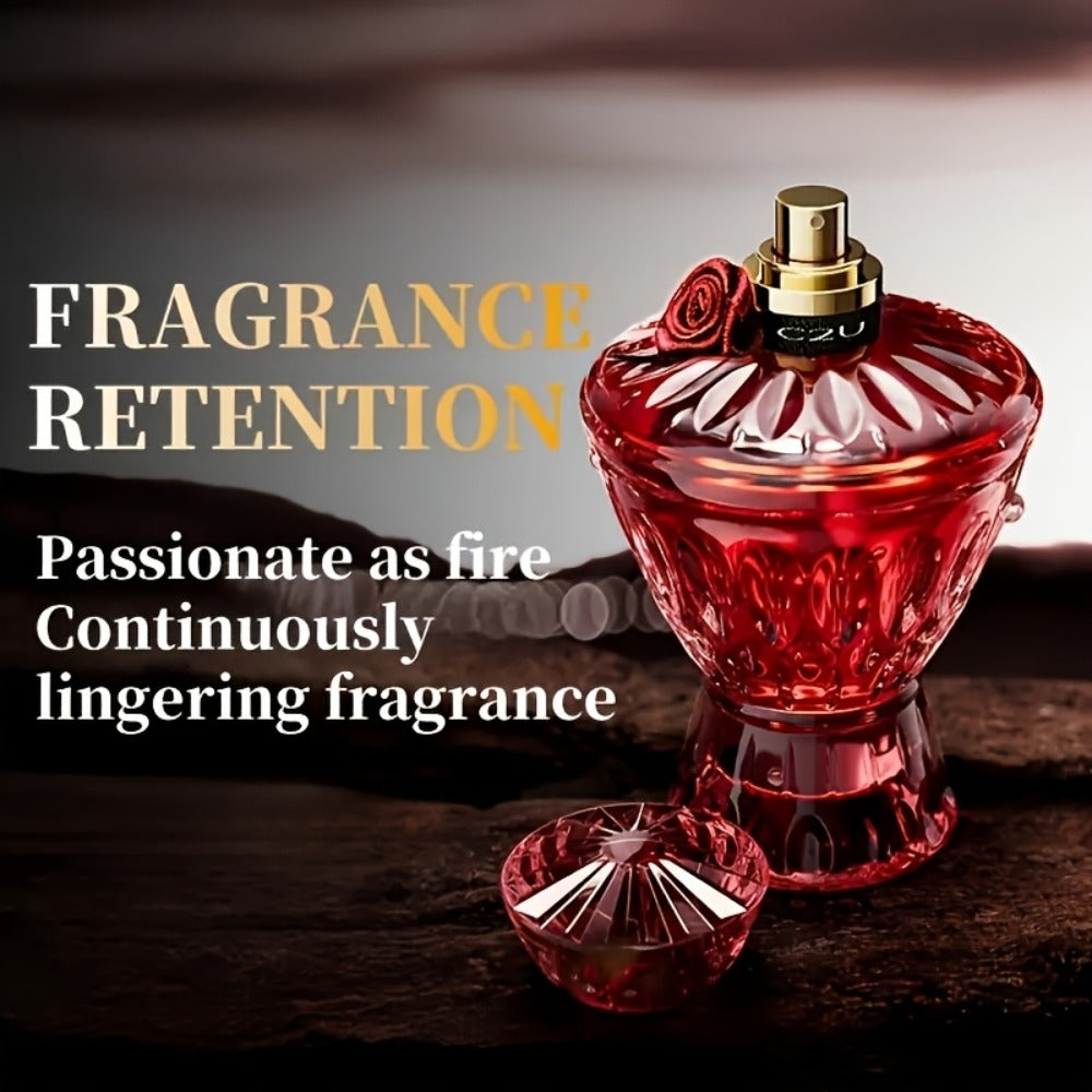 Perfume for Women Red Crystal Rose Bottle Long Lasting Floral Woody Eau de Parfum Spray 75ml - Seductive Feminine Scent Gift for Her Valentine Birthday