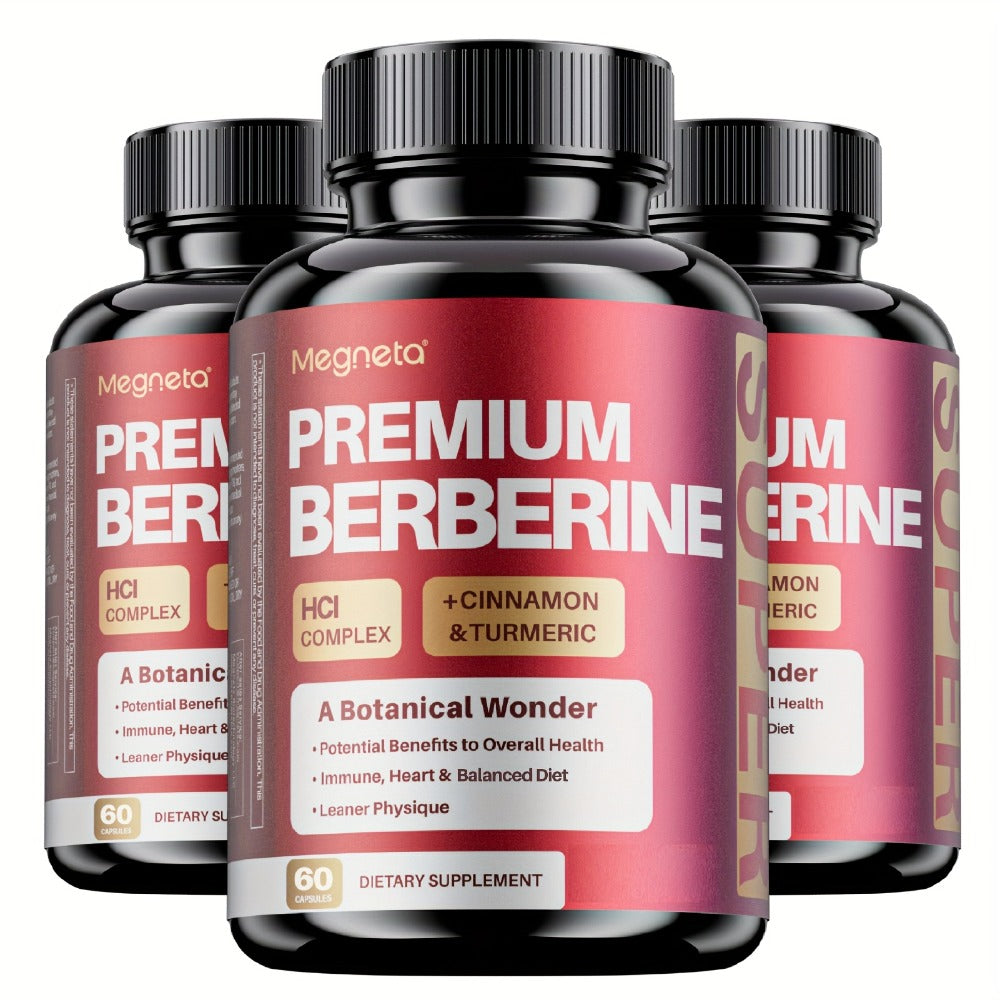 Premium Berberine |Digestion Wellness&Banlanced Diet, Vascular & Circulatory Health, Sugar & Insulin Balance|Plus with Ceylon Cinnamon, Turmeric & Black Pepper, 60 Capsules, 1 Month Supply