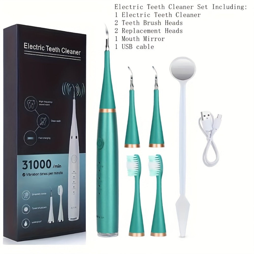 Electric Teeth Cleaner, USB Rechargeable Teeth Cleaning Tool Kit, 5 Cleaning Modes, Promote Gum Health, Suitable for Family And Friends Holiday Gifts
