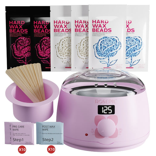 Digital Wax Heater Hair Removal Kit with Intelligent Temperature Control, Includes 6 Packets (3 Colors) Of Wax Beads for Precise Hair Removal - Suitable for Body, Bikini Line, And Face, Salon-grade for Home Use.